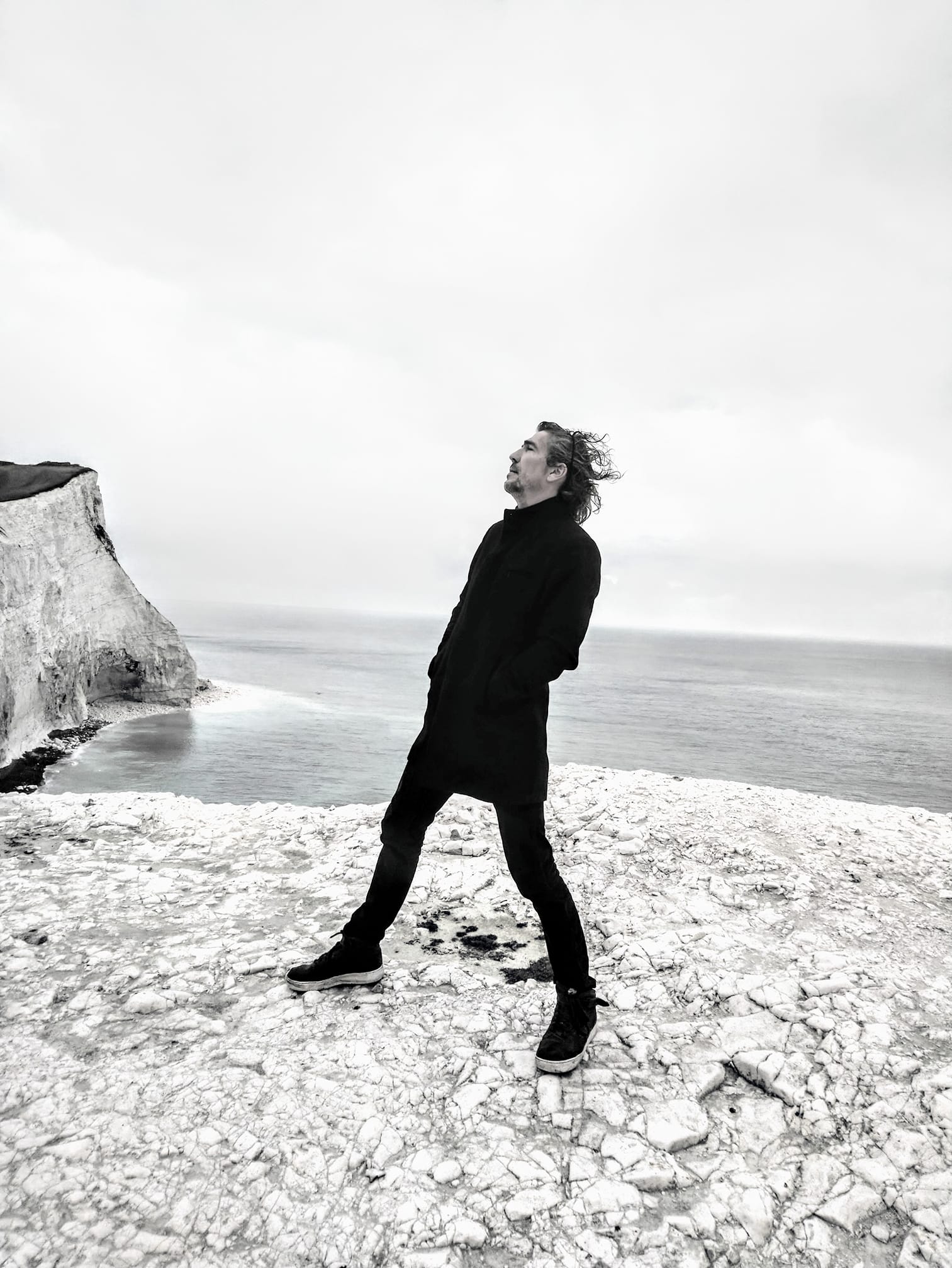 Zachary Lewis on the chalk cliffs of Sussex Zachary Lewis on the chalk cliffs of Sussex